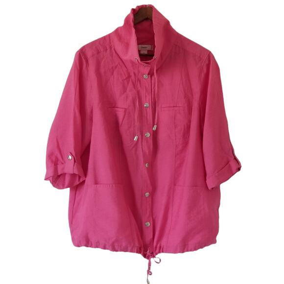 CJ banks Jacket short sleeve High neck collar - Color Fuchsia - Size X - Picture 1 of 5
